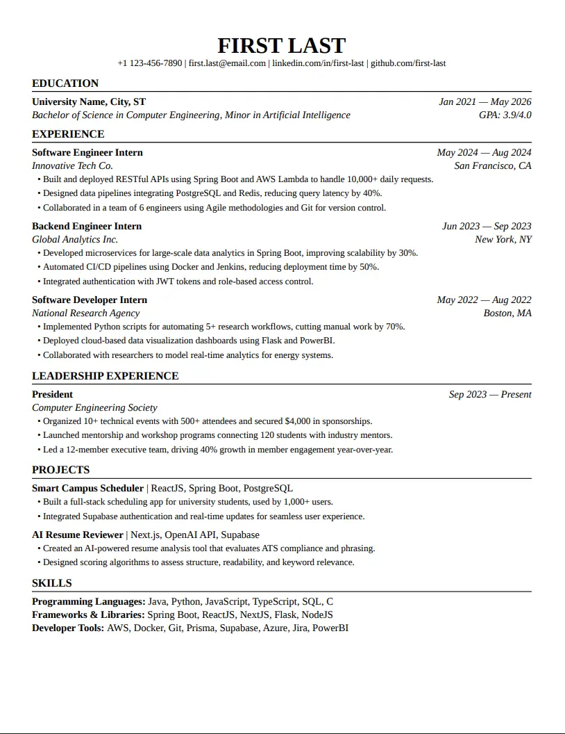 Harvard Resume Template